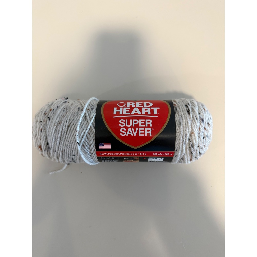 Red Heart Super Saver Yarn Oatmeal Fleck Worsted Weight 5oz 260yds Acrylic